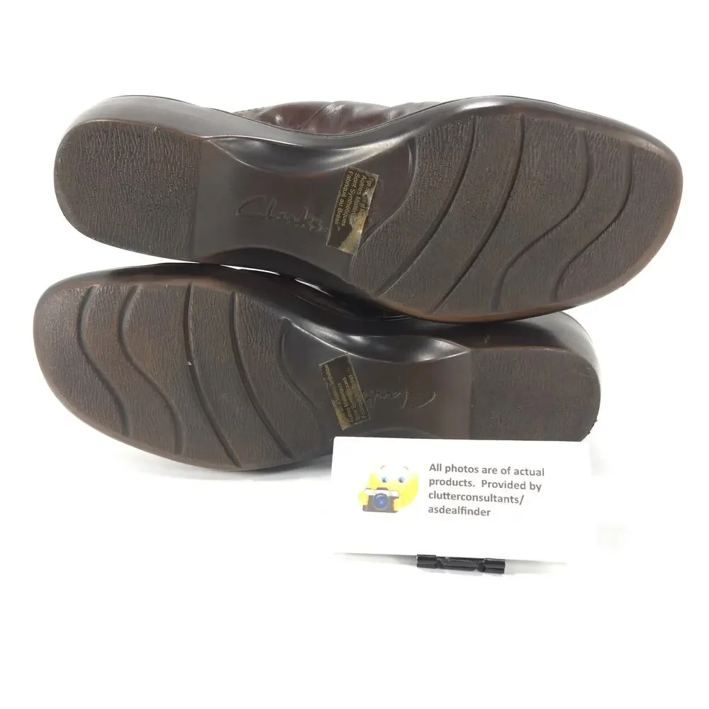 Clarks Bendables Leather Slip On Mule Slide Womens Size 10 M 62900 Brown